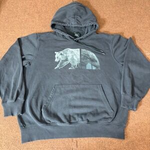 The North Face Mens gym Grizzly Bear Logo Hoodie Black Pullover Sweatshirt Large